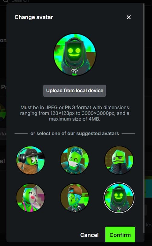 Change avatar