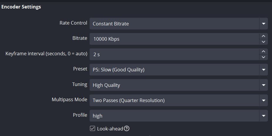 OBS Bitrate settings