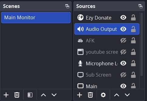 OBS Scene and Source Layout