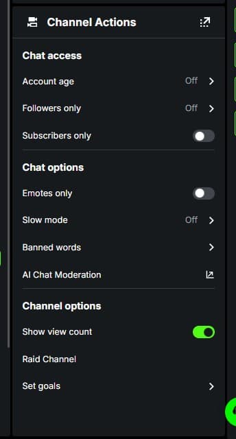 Chat modes settings