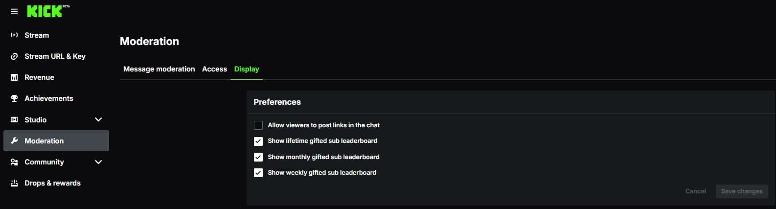Block Links toggle