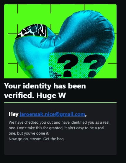 Your identity has been verified email