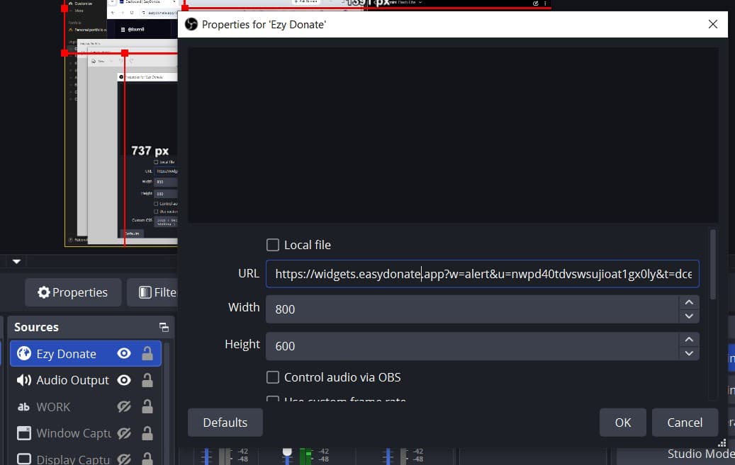EasyDonate Widget in OBS Studio
